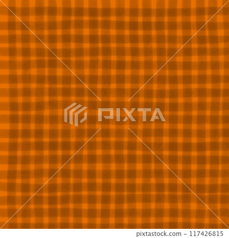 Black Orange Gingham Check Hand Drawn Background 117426815