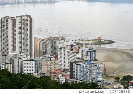 Aerial view of Santos breakwater 117426888
