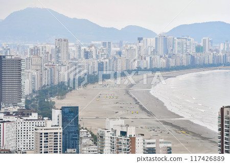 Landscape view to the beaches of Santos coast 117426889