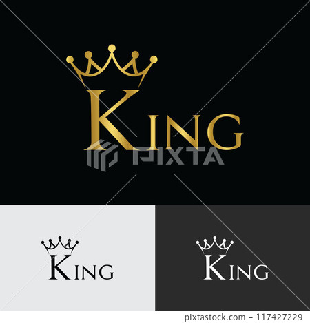 King text logo template with crown icon King text logo template with crown icon 117427229