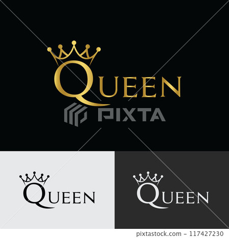 Queen text logo template with a crown icon 117427230