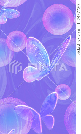 Repeated illustration of soap bubbles and butterflies flying Repeated illustration of soap bubbles and butterflies flying 117427720