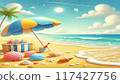 夏季大海和沙灘圖 117427756