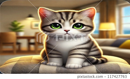 Cat sitting on the sofa Cat sitting on the sofa 117427763