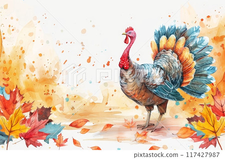 Watercolor illustration of Thanksgiving turkey Watercolor illustration of Thanksgiving turkey 117427987