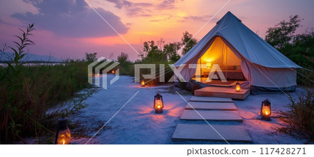 glamping. luxury glamorous camping. glamping in the beautiful countryside 117428271