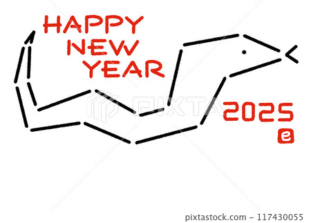 Simple and stylish snake New Year's card Reiwa 7 2025 117430055