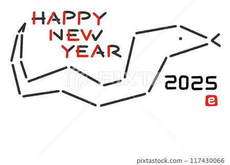 Simple and stylish snake New Year's card Reiwa 7 2025 117430066
