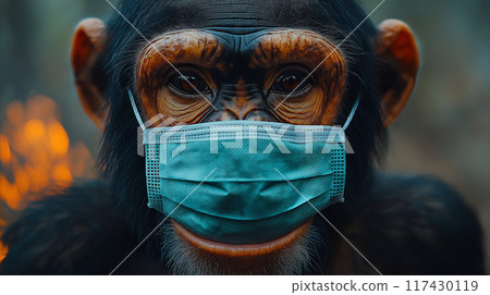Monkey wearing a mask 117430119