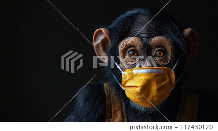 Monkey wearing a mask 117430120