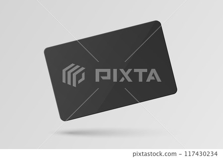 Vector Black Gift Card, Certificate, Guest Room, Plastic Hotel Apartment Keycard, ID Card, Sale, Credit Card Design Template for Mockup, Branding. Top View 117430234