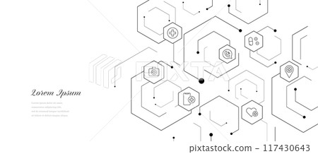 幾何抽象六邊形醫學科學圖示背景 117430643