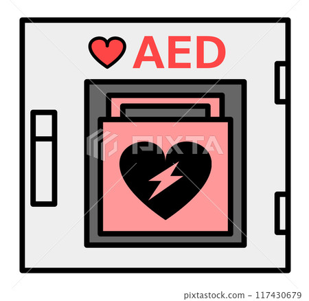 AED medical device used in emergencies such as cardiac arrest 117430679