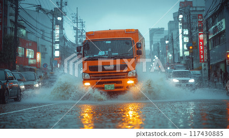 Image of flooding caused by a typhoon 117430885