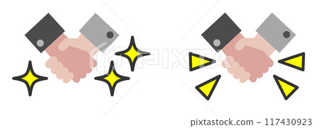 用握手打招呼的插圖，以表示問候和尊重 117430923