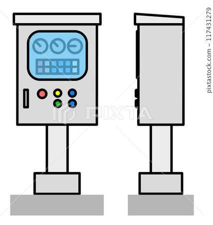 Illustration of the control panel used to operate and drive the machine 117431279