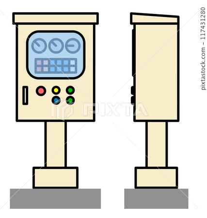 Illustration of the control panel used to operate and drive the machine 117431280