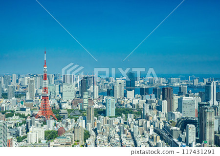 東京鐵塔和東京風景 117431291