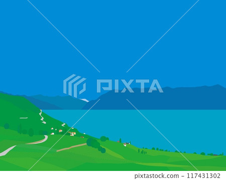 Lavaux Lake Geneva Switzerland Summer scenery Lavaux Lake Geneva Switzerland Summer scenery 117431302