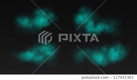 Blue smoke, colorful fog, realistic smog, haze, mist or cloudiness effect. Blue smoke, colorful fog, realistic smog, haze, mist or cloudiness effect. 117431361