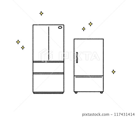 Simple touches: Illustrations of a refrigerator, a TV and a microwave 117431414