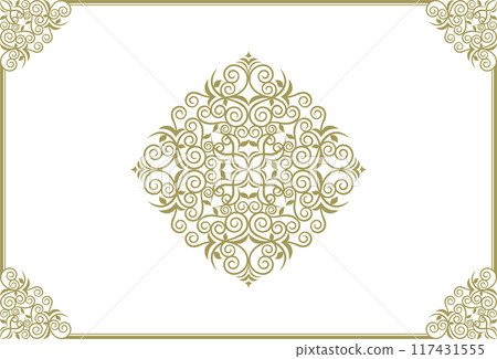 經典、典雅、華麗的裝飾框,藍金色 經典、典雅、華麗的裝飾框,藍金色 117431555