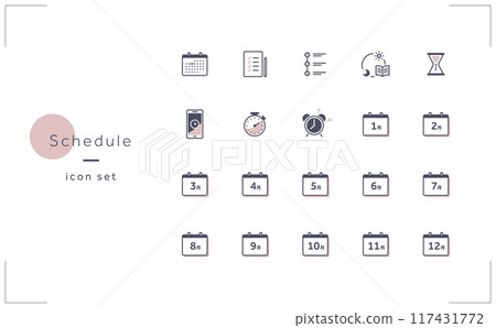 日程圖示素材集（粉紅色） 117431772
