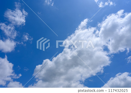 初夏的藍天白雲飄逸 117432025