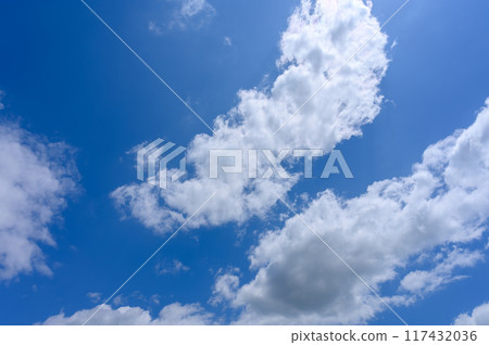 初夏的藍天白雲飄逸 初夏的藍天白雲飄逸 117432036