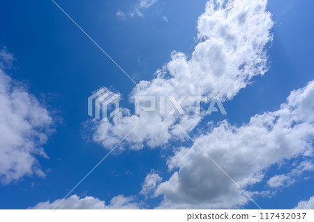 初夏的藍天白雲飄逸 117432037