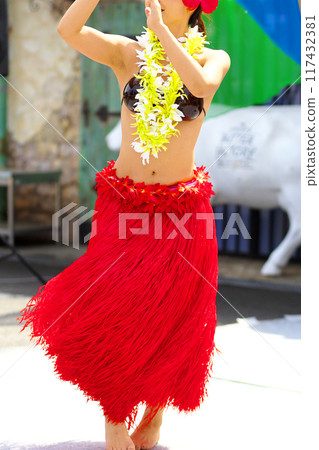 跳大溪地舞蹈的女人的裙子 117432381