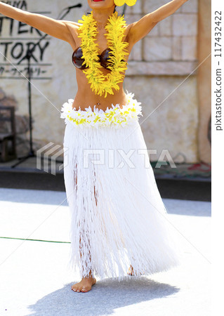 跳大溪地舞蹈的女人的裙子 117432422