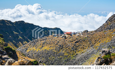 Climbing Mt. Chokai in autumn: Omurogoya hut (the mountain summit retreat) 117432575