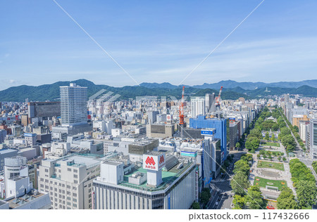 Sapporo, Hokkaido, Sapporo city center, Odori Park and Sapporo cityscape Sapporo, Hokkaido, Sapporo city center, Odori Park and Sapporo cityscape 117432666