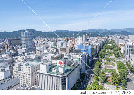 Sapporo, Hokkaido, Sapporo city center, Odori Park and Sapporo cityscape 117432670