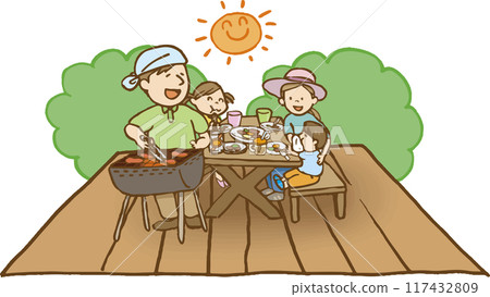 一家人在甲板上燒烤 一家人在甲板上燒烤 117432809