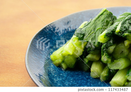 Close-up of pickled Nozawana on a plate Close-up of pickled Nozawana on a plate 117433487