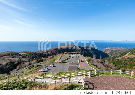 [青森縣：津輕海峽的全景] 從展望台眺望北海道龍日崎 117433601