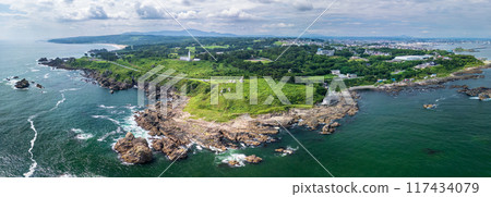 Aerial shot of the beautiful Tanesashi Coast in Hachinohe, Aomori Prefecture 117434079