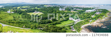 Aerial shot of the beautiful Tanesashi Coast in Hachinohe, Aomori Prefecture 117434088