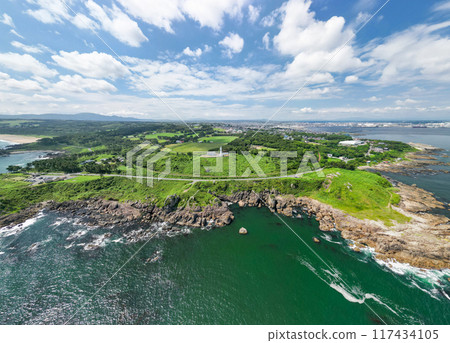 Aerial shot of the beautiful Tanesashi Coast in Hachinohe, Aomori Prefecture 117434105