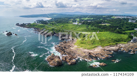 Aerial shot of the beautiful Tanesashi Coast in Hachinohe, Aomori Prefecture 117434109
