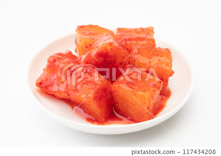 Delicious-looking kakuteki served on a small plate 117434208