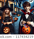 Kids enjoying Halloween party 117434219