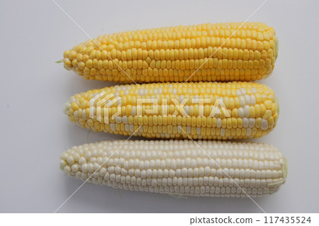 Sweet corn: nutritious, sweet and delicious freshly picked corn 117435524