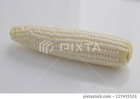 White corn: nutritious, sweet and delicious freshly picked corn 117435528