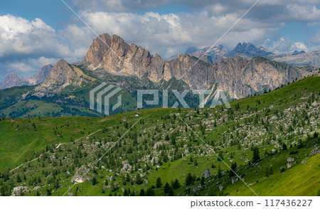 Beautiful mountain range in Dolomites Beautiful mountain range in Dolomites 117436227