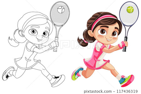 Young Girl Playing Tennis Young Girl Playing Tennis 117436319