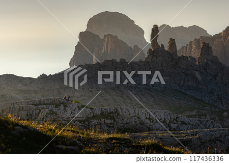 Beautiful mountain range in Dolomites Beautiful mountain range in Dolomites 117436336