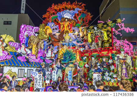 "Aomori Prefecture" Nighttime float display and parade at the Hachinohe Sansha Festival in summer "Aomori Prefecture" Nighttime float display and parade at the Hachinohe Sansha Festival in summer 117436386